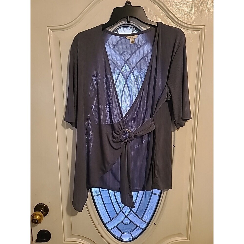 EST. 1946 Women's Gray Solid Wrsp Blouse Top MEDIUM EUC